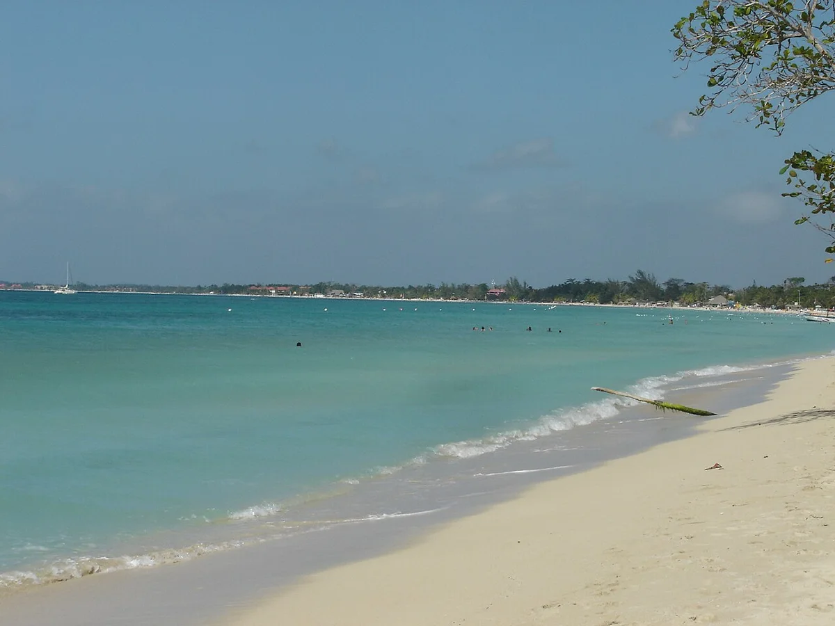 White sand and turquoise water along Negril beach, Jamaica